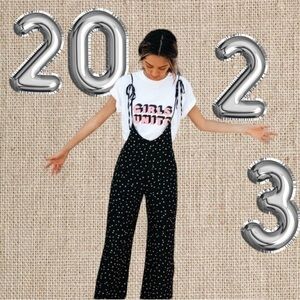 Star print overall pants